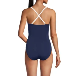 Women's SlenderSuit Pleated Low Leg One Piece Swimsuit