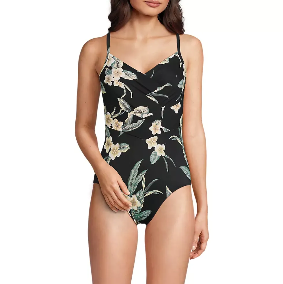 Women's SlenderSuit Pleated Low Leg One Piece Swimsuit