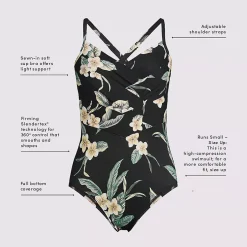 Women's SlenderSuit Pleated Low Leg One Piece Swimsuit