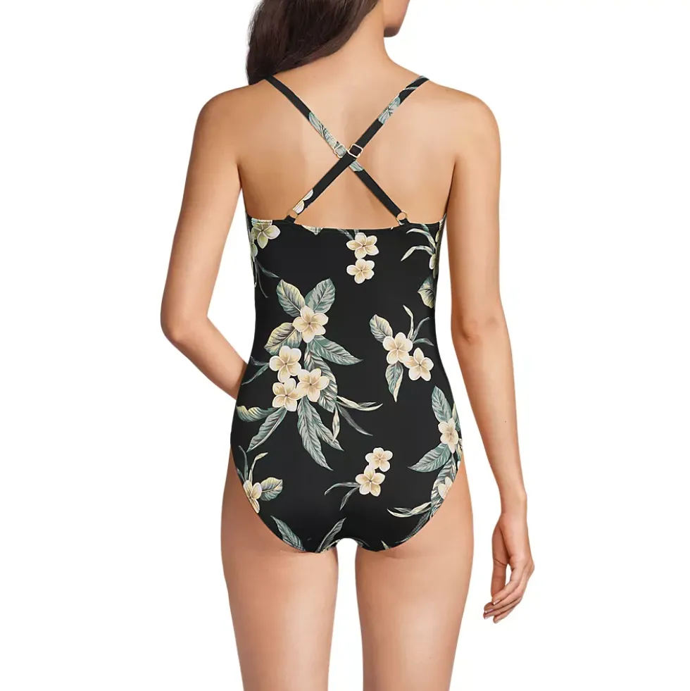 Women's SlenderSuit Pleated Low Leg One Piece Swimsuit