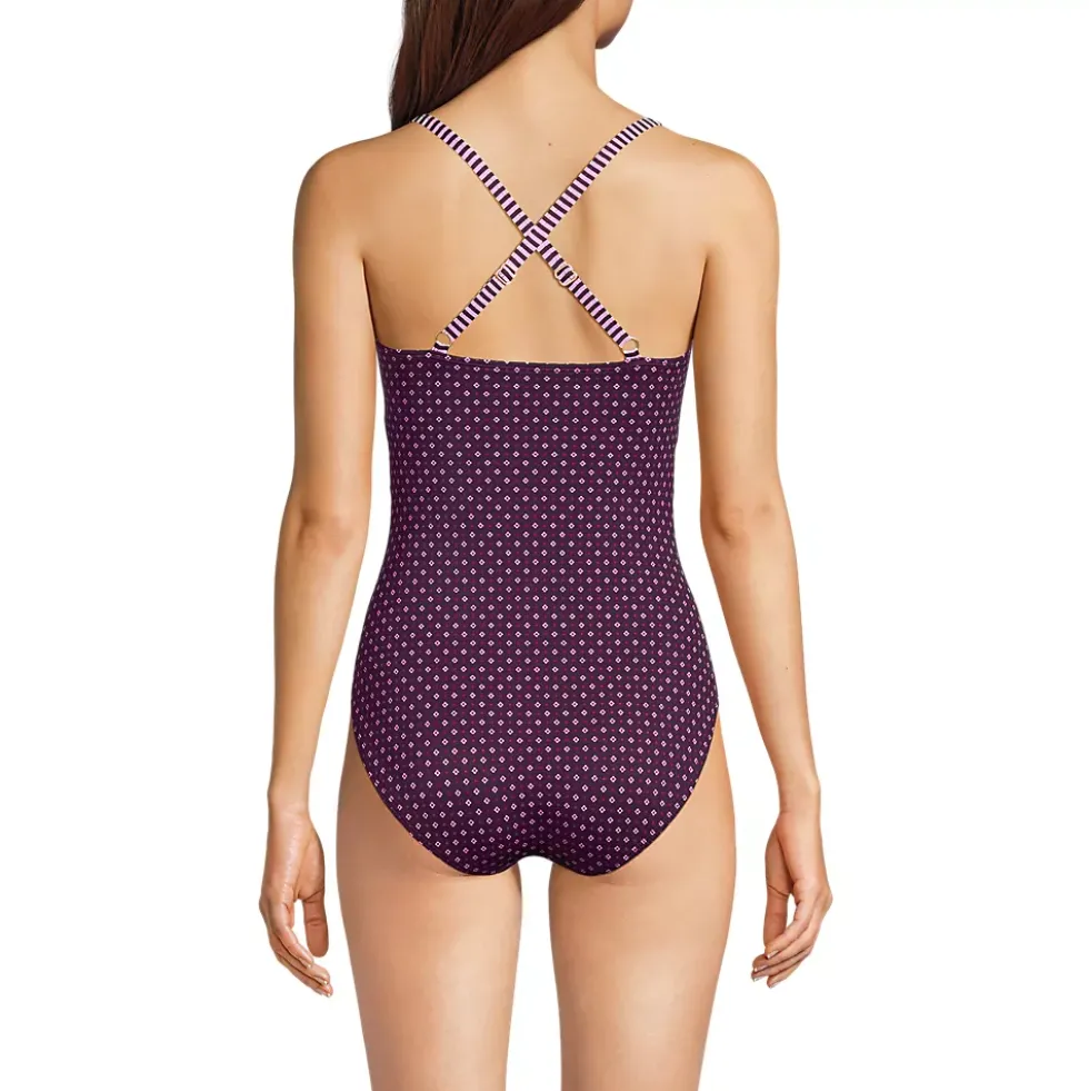 Women's SlenderSuit Pleated Low Leg One Piece Swimsuit