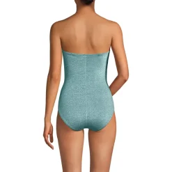 Women's Slender Suit Shine Bandeau Tummy Control High Leg One Piece Swimsuit