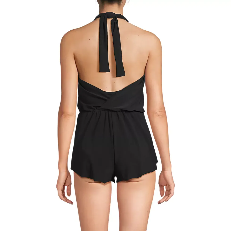 Women's SlenderSuit Surplice Halter Swim Romper