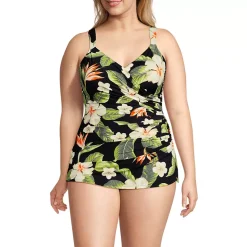 Women's SlenderSuit V-Neck Skirted Low Leg One Piece