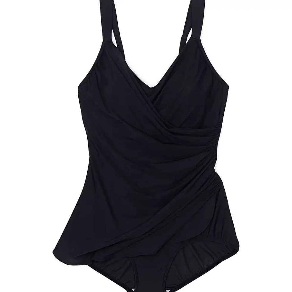 Women's SlenderSuit V-Neck Skirted Low Leg One Piece