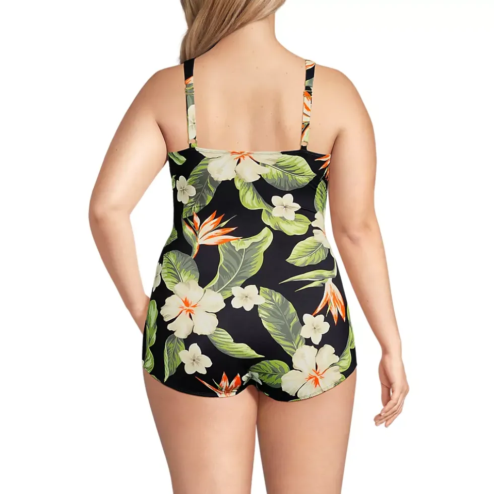 Women's SlenderSuit V-Neck Skirted Low Leg One Piece