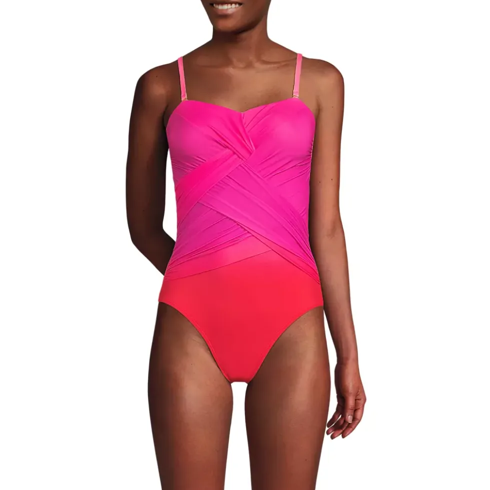 Women's SlenderSuit Wrap Bandeau One Piece Swimsuit