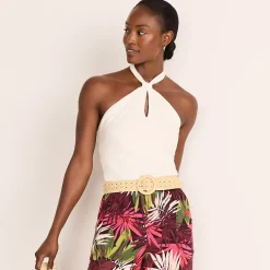 Women's Slender Twist Front Halter Top