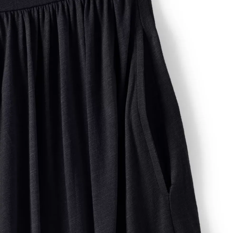 Women's Slub Cap Sleeve Shirred Skirt Midi Dress