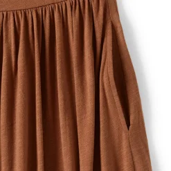 Women's Slub Cap Sleeve Shirred Skirt Midi Dress