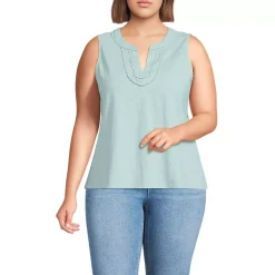 Women's Slub Decorative Trim Tank Top