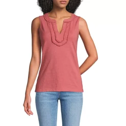 Women's Slub Decorative Trim Tank Top