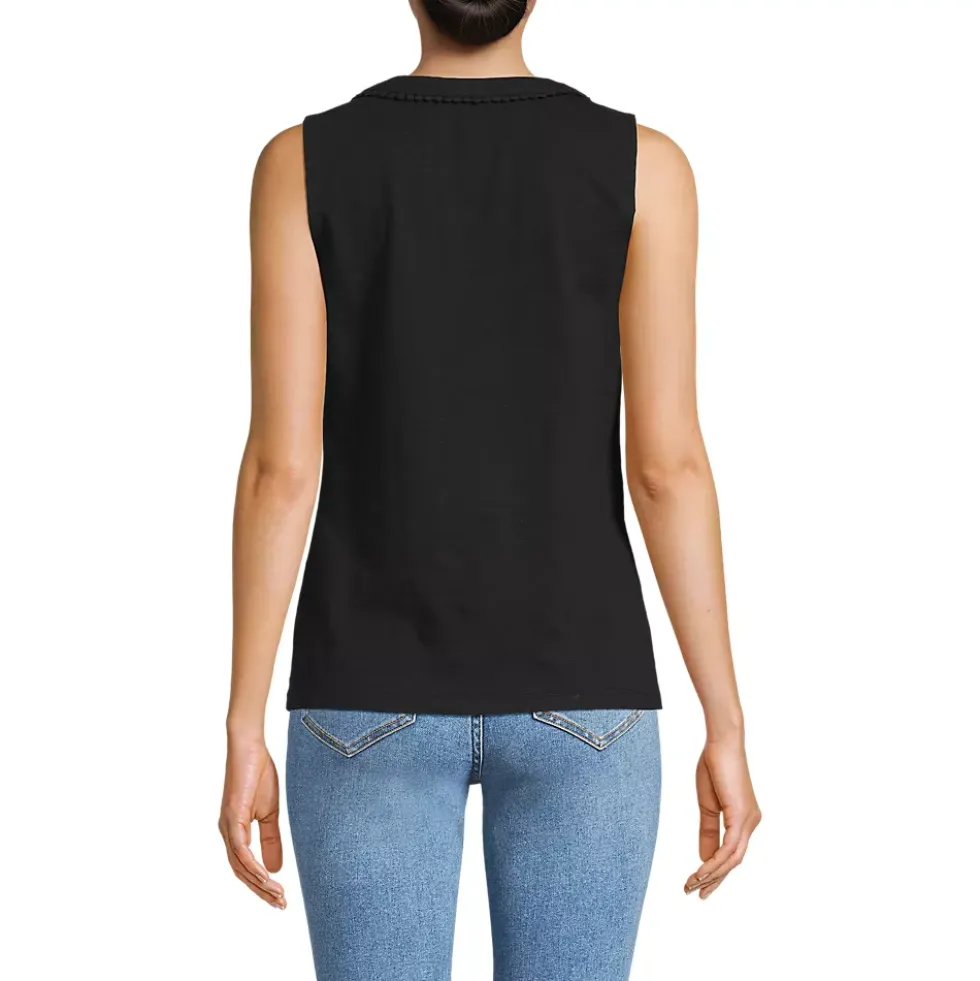 Women's Slub Decorative Trim Tank Top
