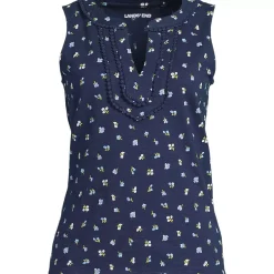 Women's Slub Decorative Trim Tank Top