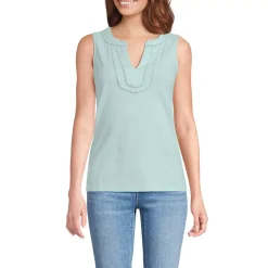Women's Slub Decorative Trim Tank Top