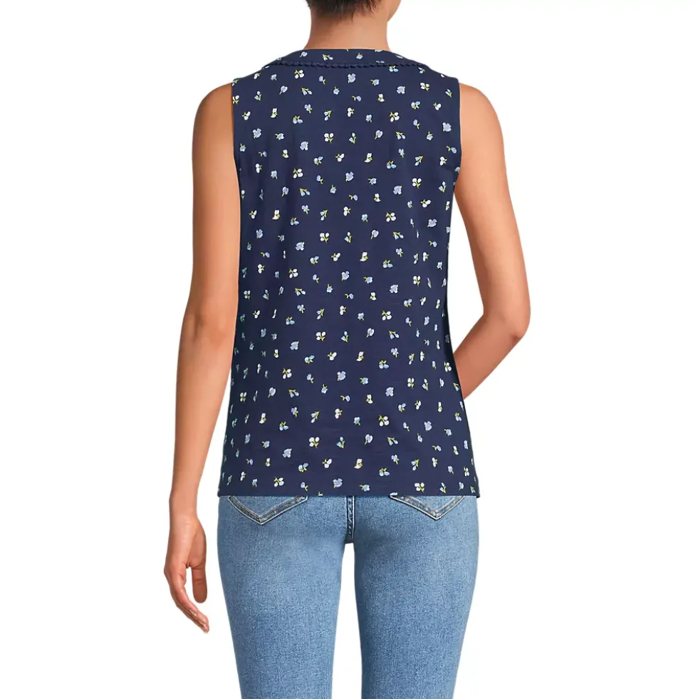 Women's Slub Decorative Trim Tank Top