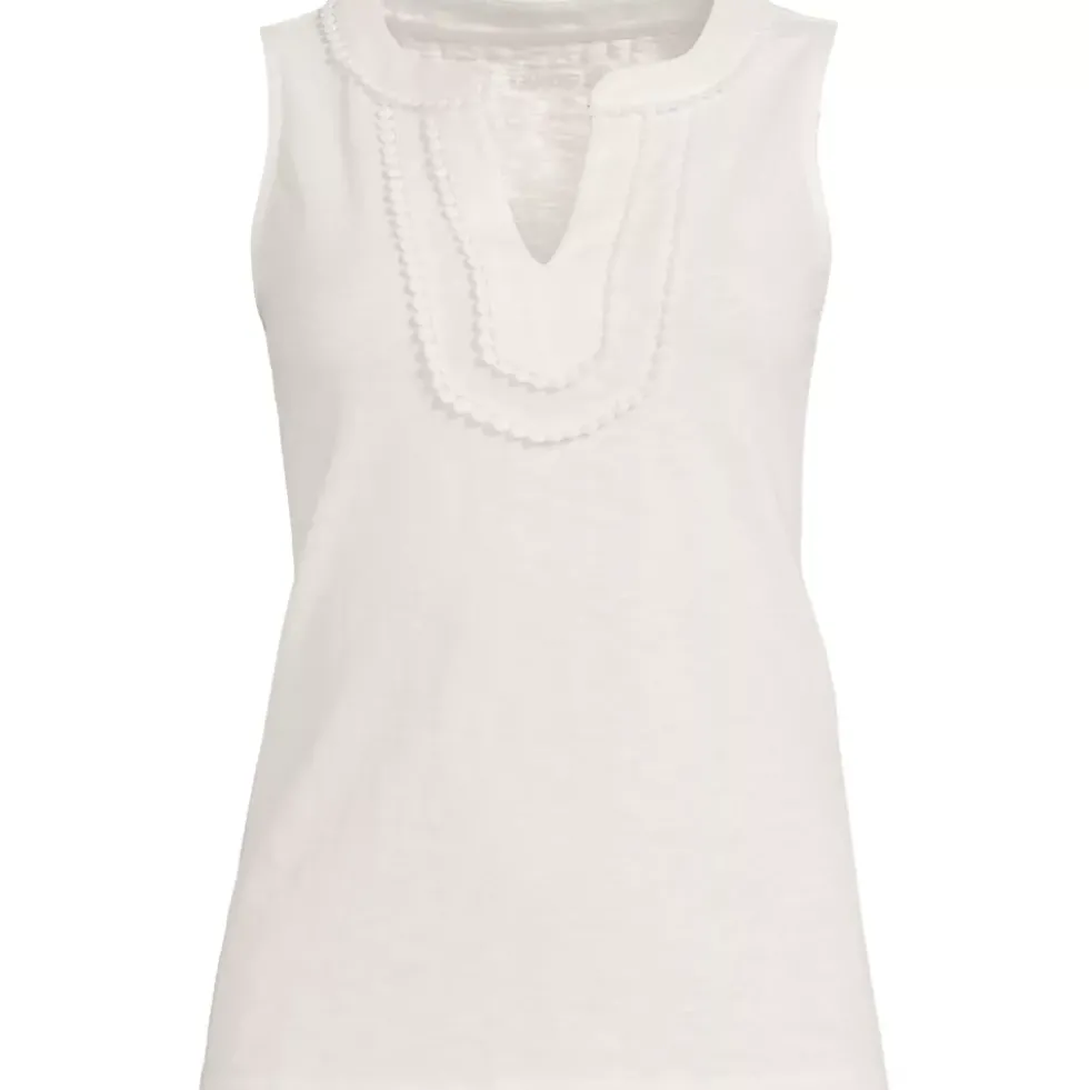 Women's Slub Decorative Trim Tank Top