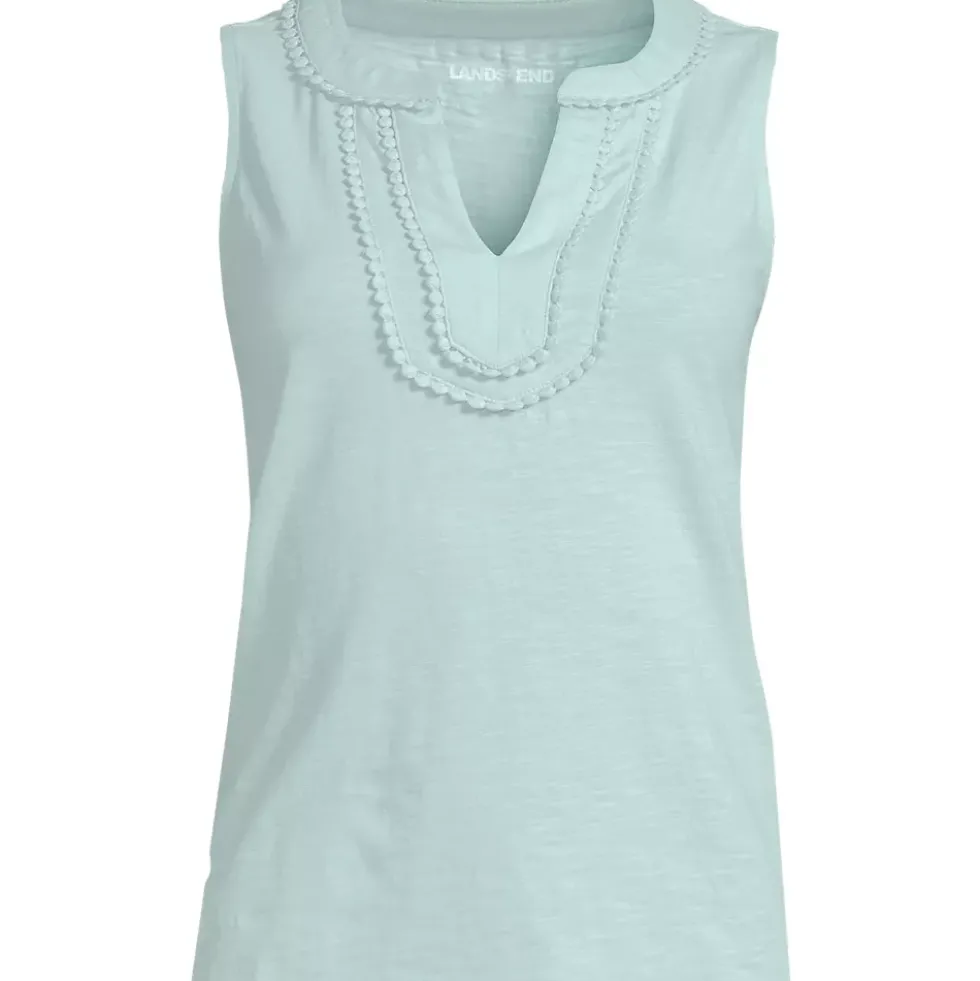 Women's Slub Decorative Trim Tank Top