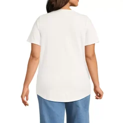 Women's Slub Flutter Sleeve Lace Trim Notch Neck Tunic Top
