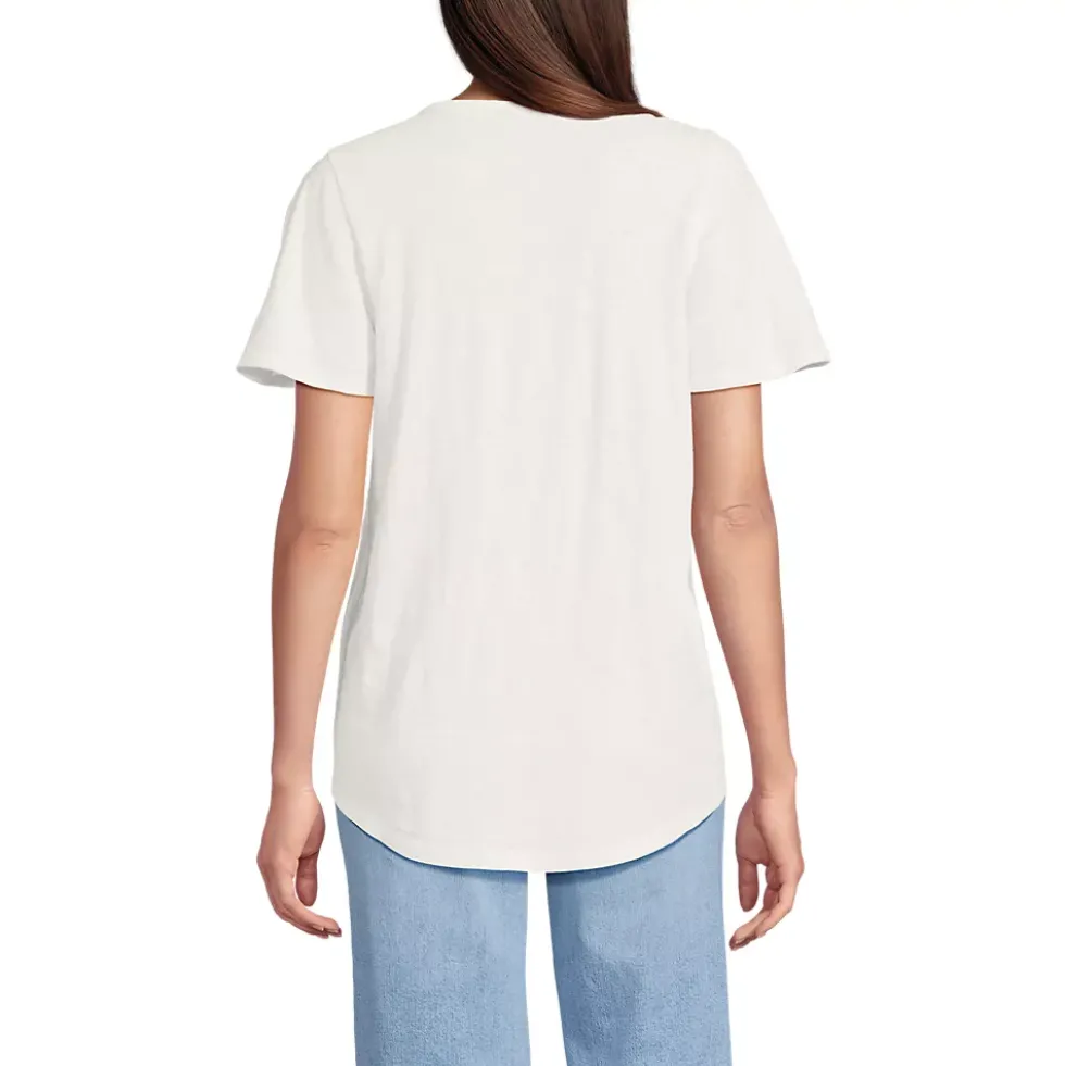 Women's Slub Flutter Sleeve Lace Trim Notch Neck Tunic Top