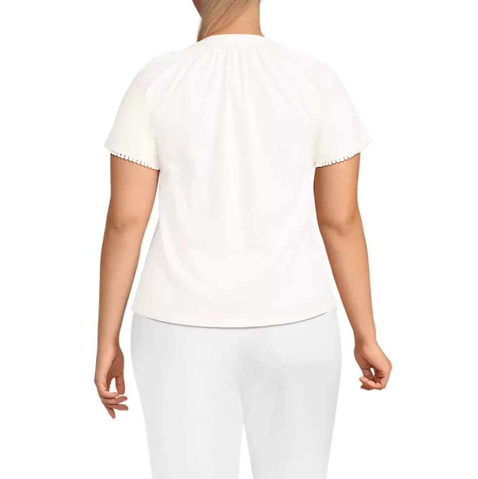 Women's Slub Short Sleeve Notch Neck Top
