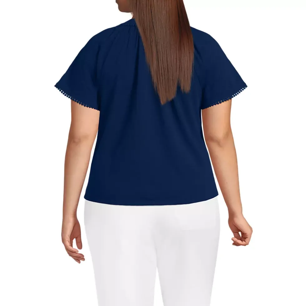 Women's Slub Short Sleeve Notch Neck Top