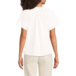 Women's Slub Short Sleeve Notch Neck Top
