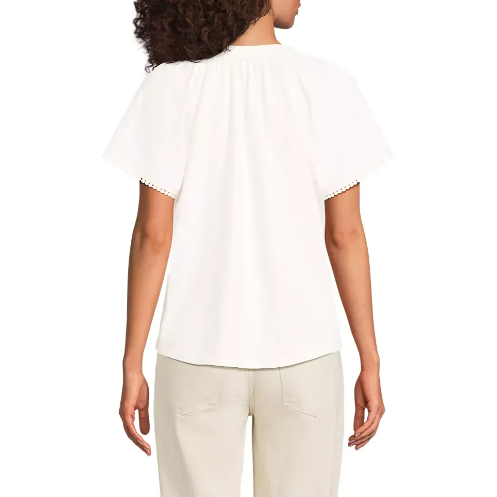 Women's Slub Short Sleeve Notch Neck Top