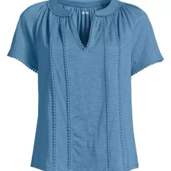 Women's Slub Short Sleeve Notch Neck Top
