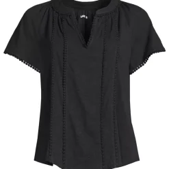Women's Slub Short Sleeve Notch Neck Top