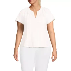 Women's Slub Short Sleeve Notch Neck Top