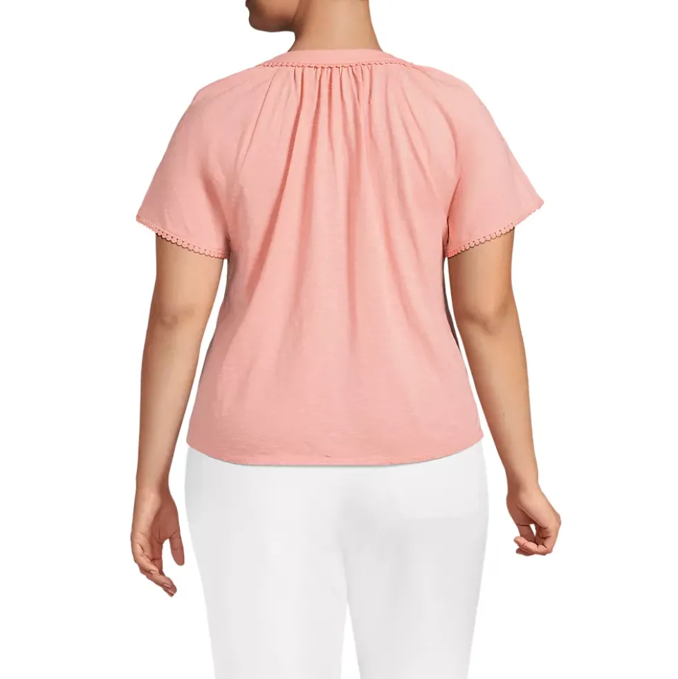 Women's Slub Short Sleeve Notch Neck Top