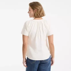 Women's Slub Short Sleeve Notch Neck Top