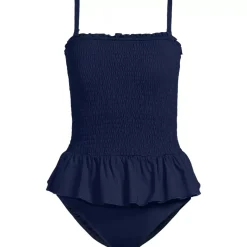 Women's Smocked Bandeau Peplum One Piece Swimsuit