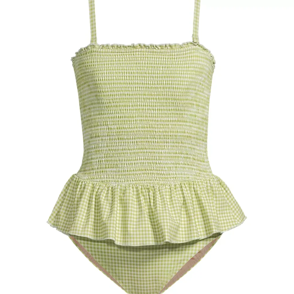 Women's Smocked Bandeau Peplum One Piece Swimsuit