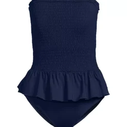 Women's Smocked Bandeau Peplum One Piece Swimsuit