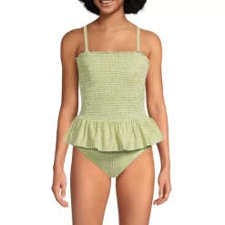 Women's Smocked Bandeau Peplum One Piece Swimsuit