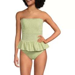 Women's Smocked Bandeau Peplum One Piece Swimsuit