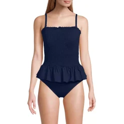 Women's Smocked Bandeau Peplum One Piece Swimsuit
