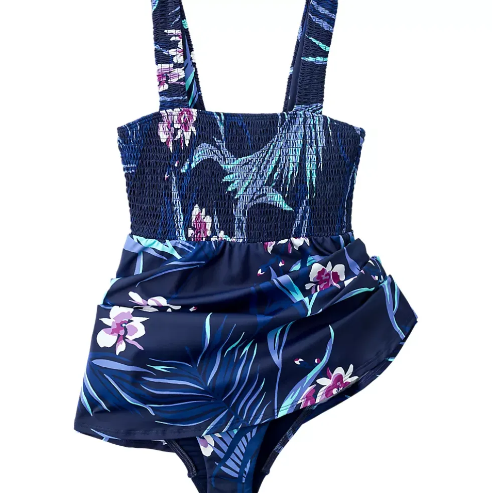 Women's Smocked Swim Dress Swimsuit