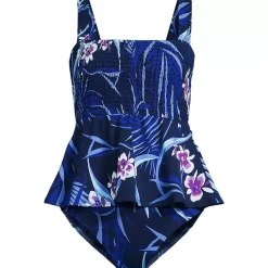 Women's Smocked Tankini Top and High Waisted Bottoms Swimsuit Set