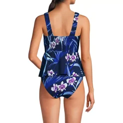 Women's Smocked Tankini Top and High Waisted Bottoms Swimsuit Set
