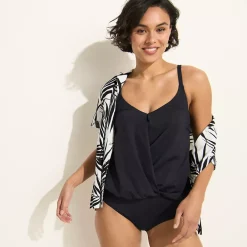 Women's Smoothing Control Blouson Fauxkini One Piece Swimsuit