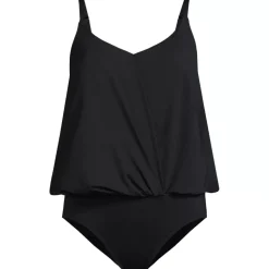 Women's Smoothing Control Blouson Fauxkini One Piece Swimsuit