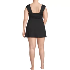 Women's Smoothing Square Neck Ruched Swim Dress Swimsuit