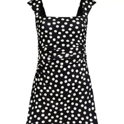 Women's Smoothing Square Neck Ruched Swim Dress Swimsuit