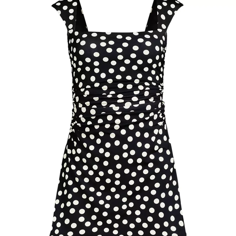 Women's Smoothing Square Neck Ruched Swim Dress Swimsuit