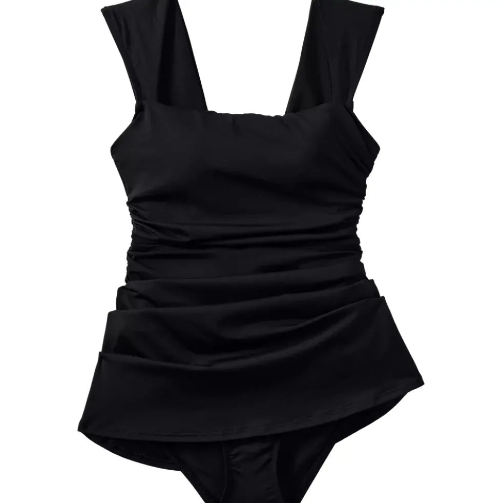 Women's Smoothing Square Neck Ruched Swim Dress Swimsuit