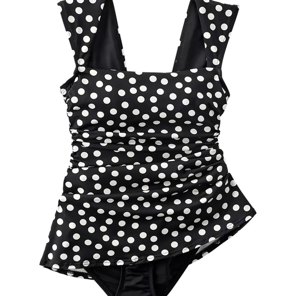Women's Smoothing Square Neck Ruched Swim Dress Swimsuit
