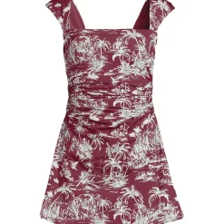 Women's Smoothing Square Neck Ruched Swim Dress Swimsuit